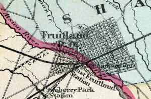 Fruitland, as it appeared on the 1870 Beers Atlas of Burlington County. Planned, but never built.